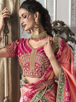 Peach Banarasi Silk Bridal Lehenga Choli